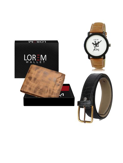 belt, wallet & watch leatherette gift combo - 19553962 - Very Small Image - 1