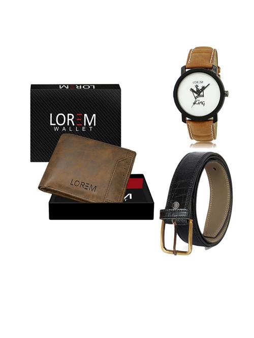 belt, wallet & watch leatherette gift combo - 19553980 - Very Small Image - 1