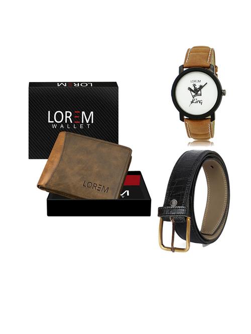 belt, wallet & watch leatherette gift combo - 19553992 - Very Small Image - 1