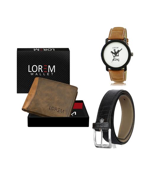 belt, wallet & watch leatherette gift combo - 19553995 - Very Small Image - 1