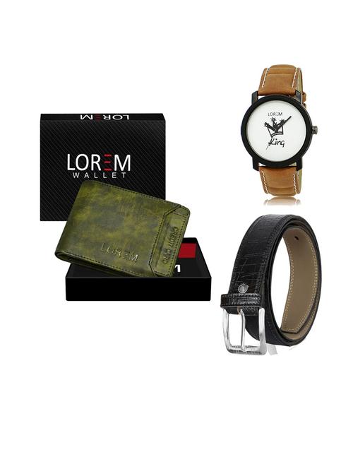 belt, wallet & watch leatherette gift combo - 19554001 - Very Small Image - 1