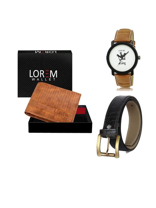 belt, wallet & watch leatherette gift combo - 19554008 - Very Small Image - 1