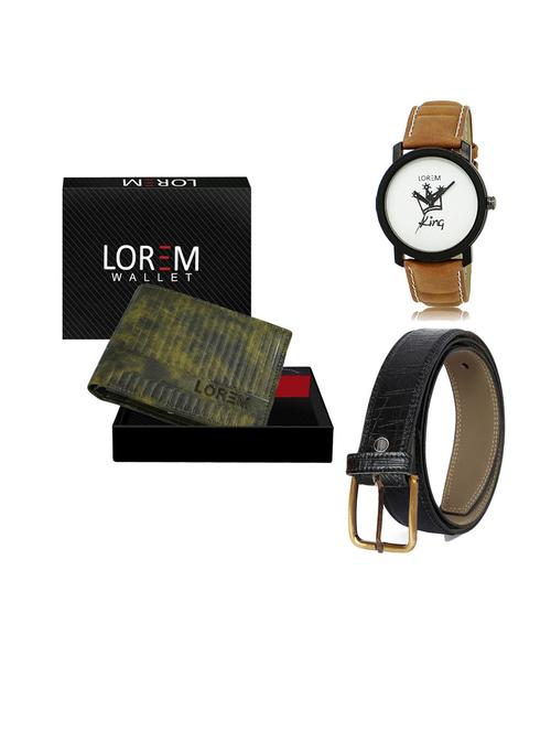 belt, wallet & watch leatherette gift combo - 19554016 - Very Small Image - 1
