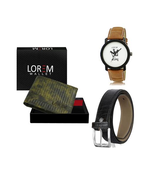 belt, wallet & watch leatherette gift combo - 19554019 - Very Small Image - 1