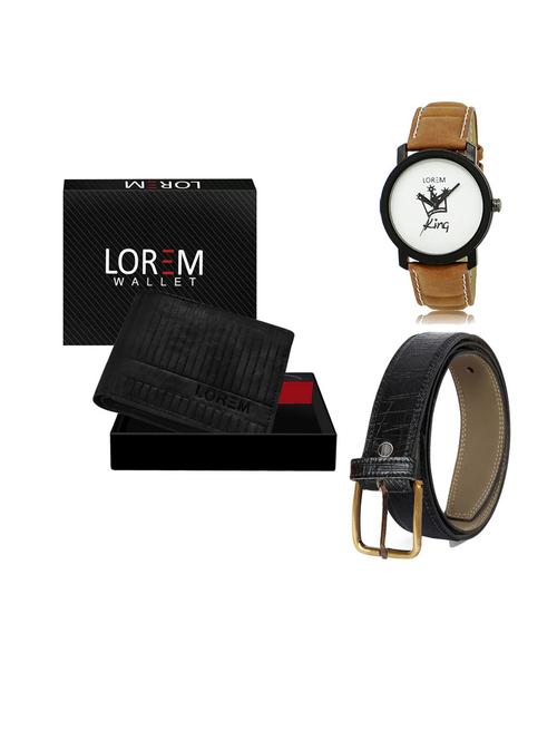 belt, wallet & watch leatherette gift combo - 19554022 - Very Small Image - 1
