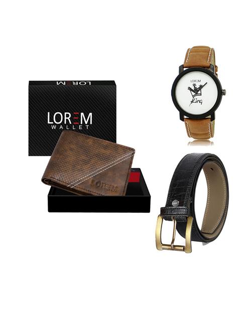 belt, wallet & watch leatherette gift combo - 19554026 - Very Small Image - 1