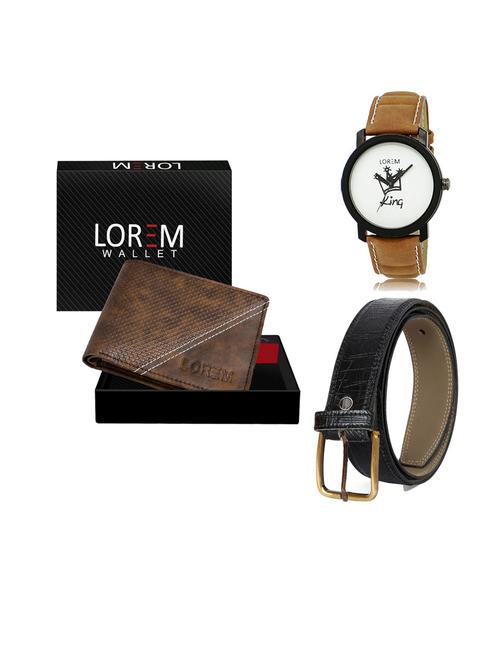 belt, wallet & watch leatherette gift combo - 19554028 - Very Small Image - 1