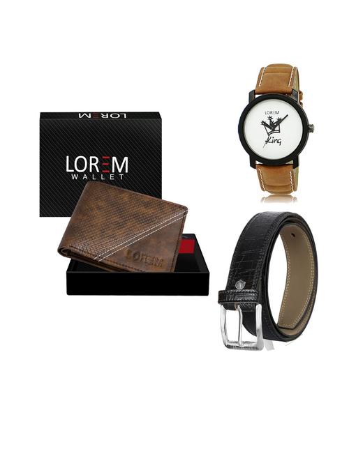 belt, wallet & watch leatherette gift combo - 19554031 - Very Small Image - 1