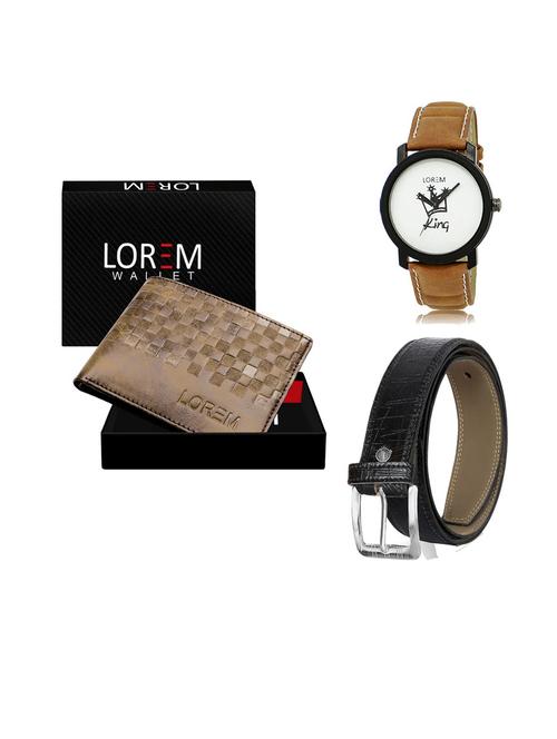 belt, wallet & watch leatherette gift combo - 19554055 - Very Small Image - 1