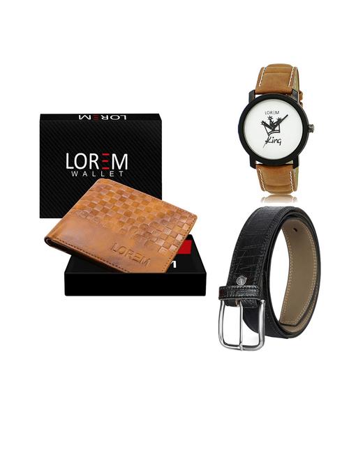 belt, wallet & watch leatherette gift combo - 19554059 - Very Small Image - 1