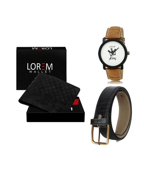 belt, wallet & watch leatherette gift combo - 19554070 - Very Small Image - 1