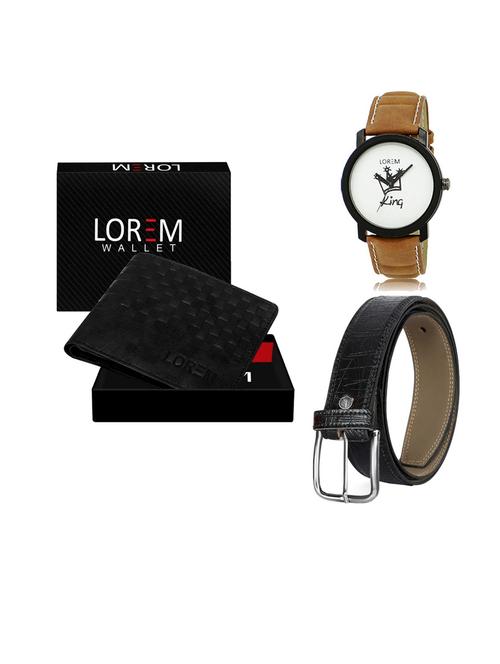 belt, wallet & watch leatherette gift combo - 19554071 - Very Small Image - 1