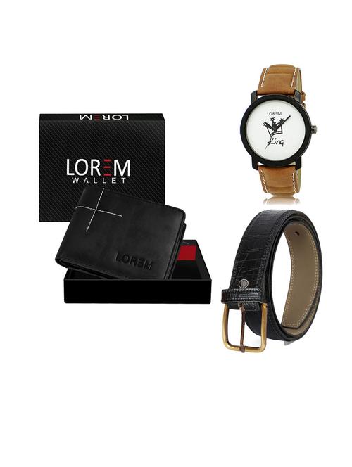 belt, wallet & watch leatherette gift combo - 19554076 - Very Small Image - 1