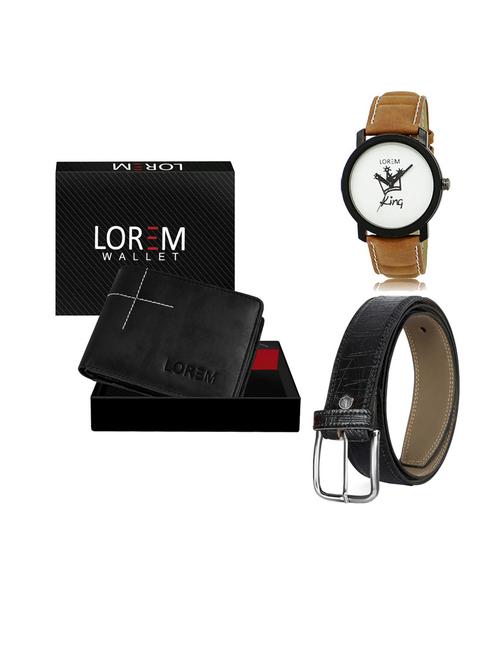 belt, wallet & watch leatherette gift combo - 19554077 - Very Small Image - 1