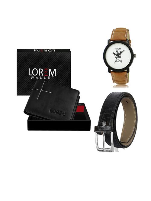 belt, wallet & watch leatherette gift combo - 19554079 - Very Small Image - 1