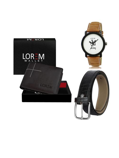 belt, wallet & watch leatherette gift combo - 19554083 - Very Small Image - 1