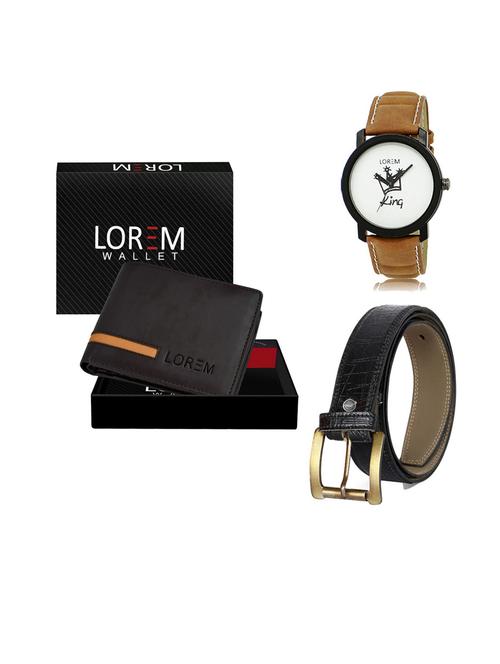 belt, wallet & watch leatherette gift combo - 19554092 - Very Small Image - 1