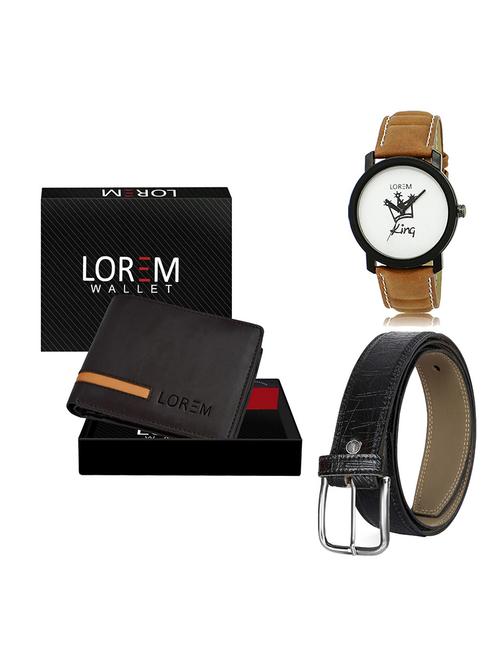 belt, wallet & watch leatherette gift combo - 19554095 - Very Small Image - 1