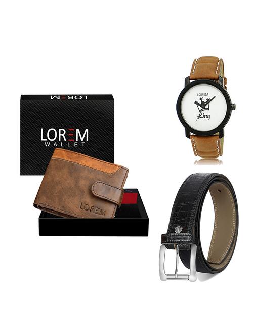 belt, wallet & watch leatherette gift combo - 19554099 - Very Small Image - 1