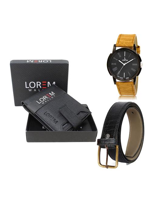 belt, wallet & watch leatherette gift combo - 19554154 - Very Small Image - 1