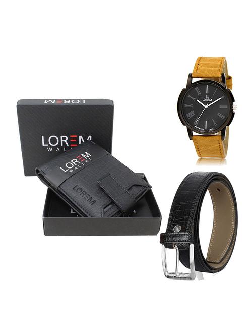 belt, wallet & watch leatherette gift combo - 19554157 - Very Small Image - 1