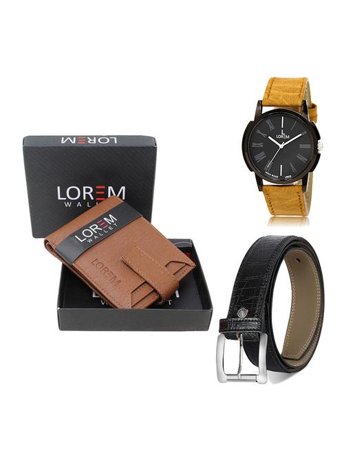 belt, wallet & watch leatherette gift combo - 19554165 - Very Small Image - 1