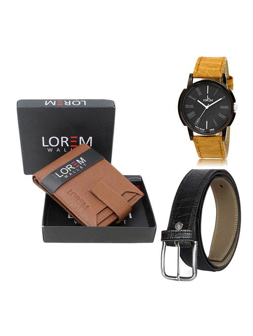 belt, wallet & watch leatherette gift combo - 19554167 - Very Small Image - 1