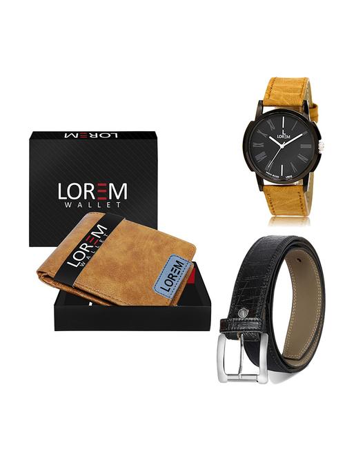 belt, wallet & watch leatherette gift combo - 19554171 - Very Small Image - 1