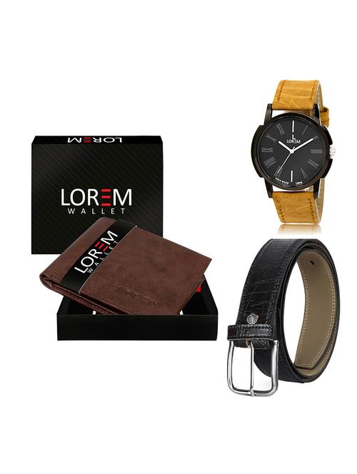 belt, wallet & watch leatherette gift combo - 19554179 - Very Small Image - 1