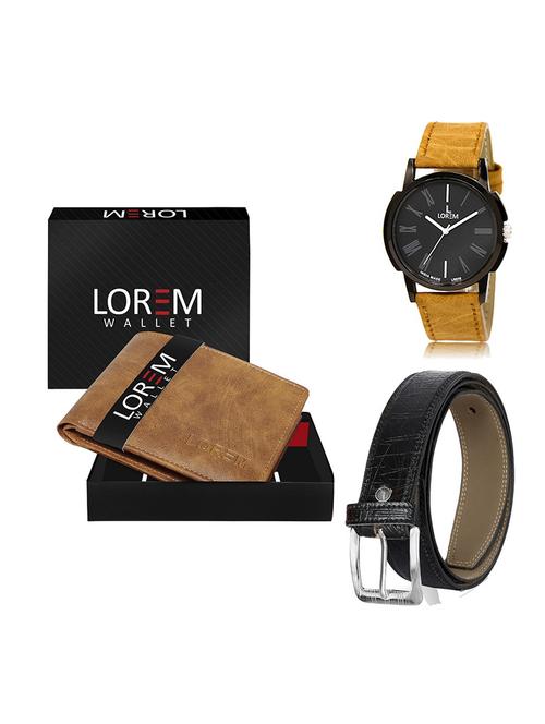 belt, wallet & watch leatherette gift combo - 19554187 - Very Small Image - 1