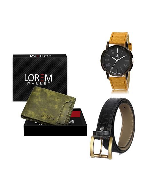 belt, wallet & watch leatherette gift combo - 19554200 - Very Small Image - 1