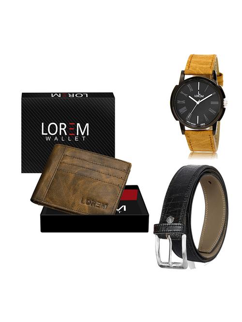 belt, wallet & watch leatherette gift combo - 19554223 - Very Small Image - 1