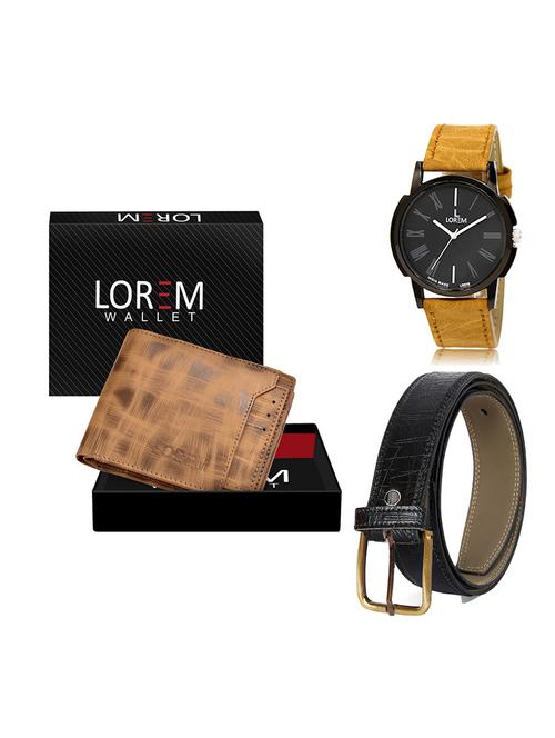 belt, wallet & watch leatherette gift combo - 19554232 - Very Small Image - 1