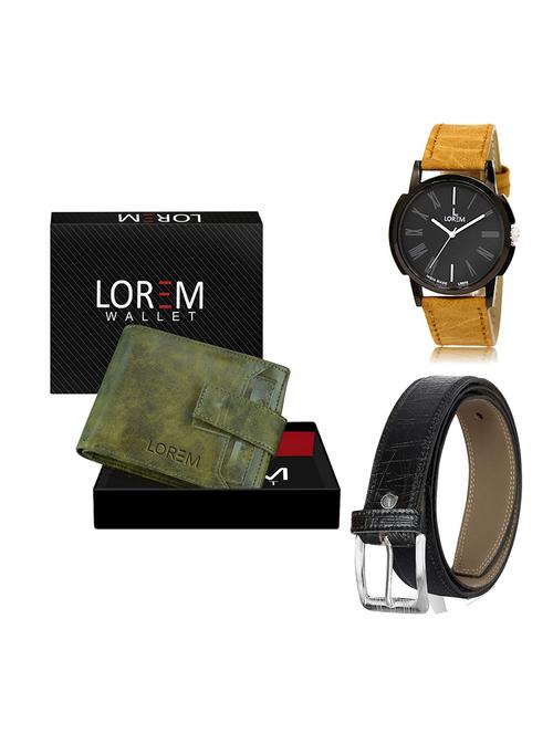 belt, wallet & watch leatherette gift combo - 19554241 - Very Small Image - 1