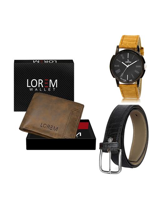belt, wallet & watch leatherette gift combo - 19554251 - Very Small Image - 1