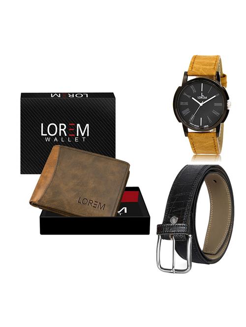 belt, wallet & watch leatherette gift combo - 19554263 - Very Small Image - 1