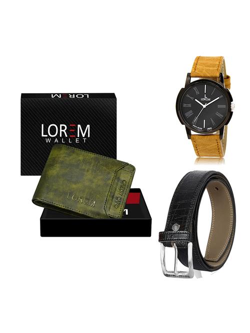 belt, wallet & watch leatherette gift combo - 19554271 - Very Small Image - 1