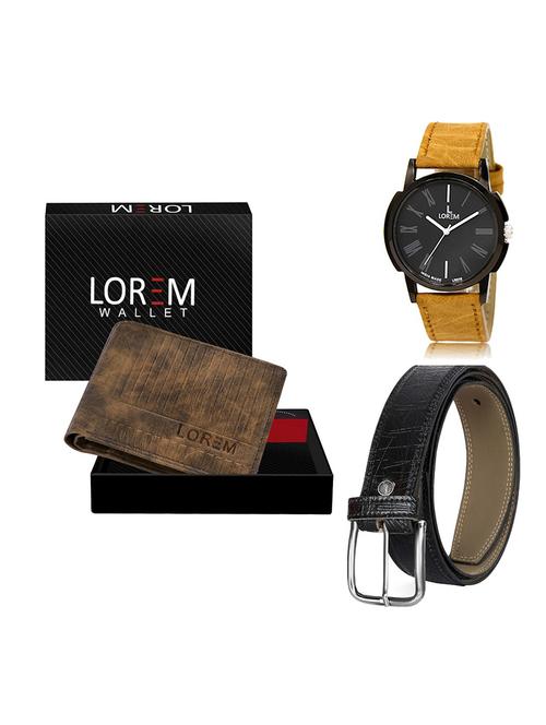 belt, wallet & watch leatherette gift combo - 19554275 - Very Small Image - 1