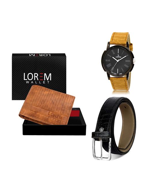 belt, wallet & watch leatherette gift combo - 19554282 - Very Small Image - 1
