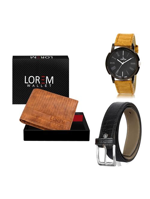 belt, wallet & watch leatherette gift combo - 19554283 - Very Small Image - 1