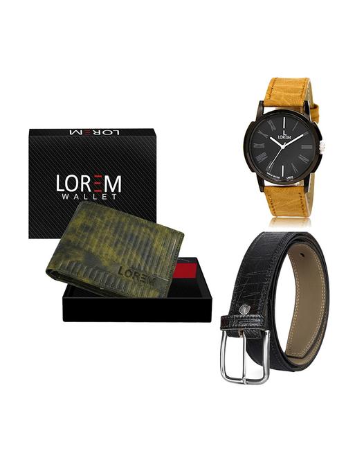 belt, wallet & watch leatherette gift combo - 19554287 - Very Small Image - 1