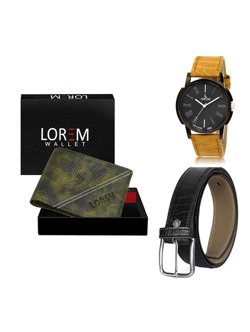 belt, wallet & watch leatherette gift combo - 19554311 - Very Small Image - 1