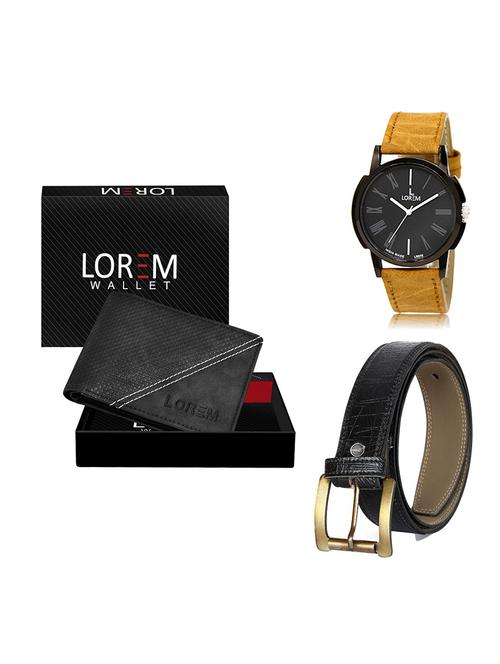 belt, wallet & watch leatherette gift combo - 19554314 - Very Small Image - 1