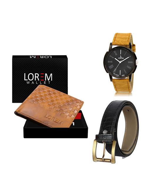 belt, wallet & watch leatherette gift combo - 19554326 - Very Small Image - 1