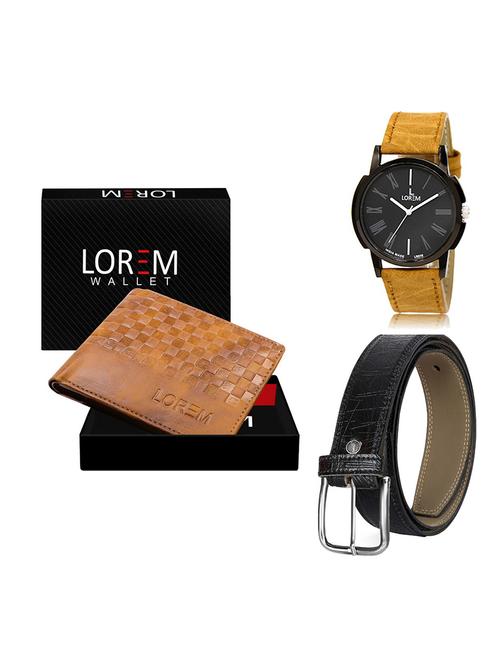 belt, wallet & watch leatherette gift combo - 19554329 - Very Small Image - 1