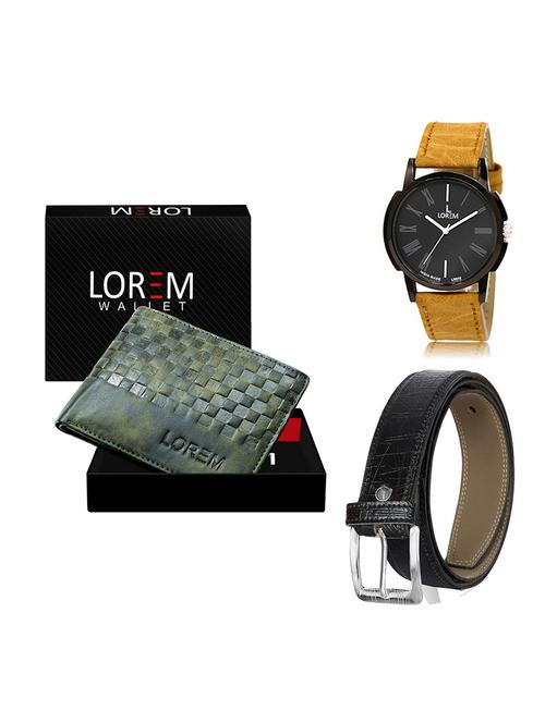 belt, wallet & watch leatherette gift combo - 19554337 - Very Small Image - 1