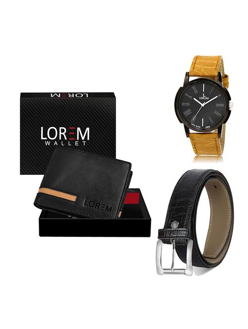 belt, wallet & watch leatherette gift combo - 19554357 - Very Small Image - 1
