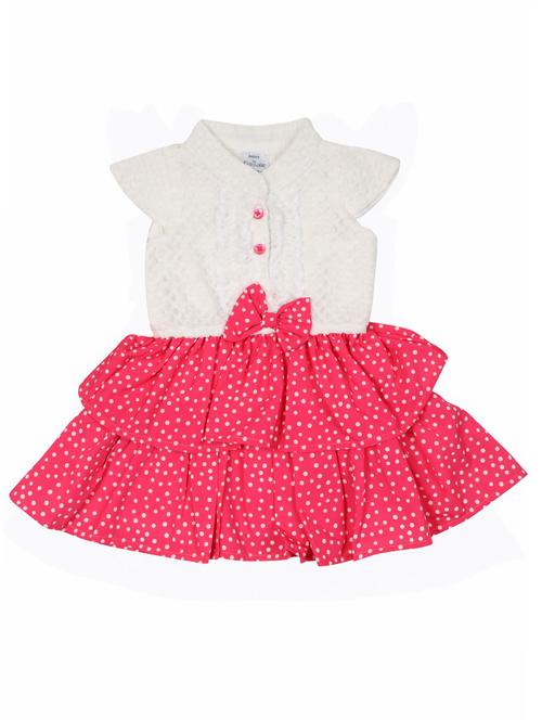 girls pink printed frock with top - 19555489 - Very Small Image - 1