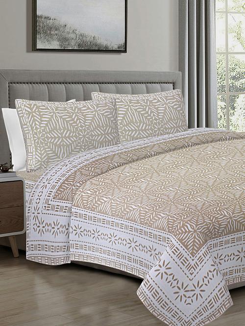 texstylers peach cotton 108 x 108 inches jaipuri king size bedsheet with 2 pillow covers - 19558753 - Very Small Image - 1