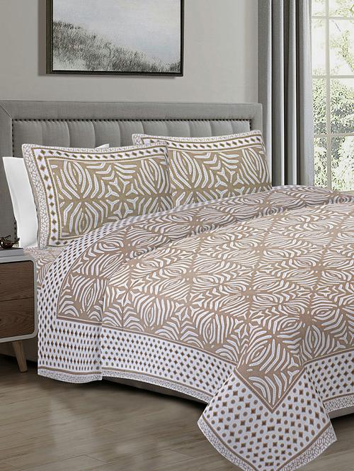 texstylers peach cotton 108 x 108 inches jaipuri king size bedsheet with 2 pillow covers - 19558769 - Very Small Image - 1